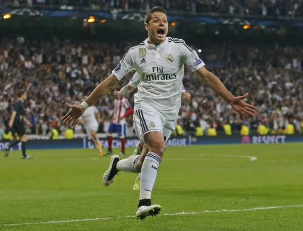 Chicharito Hernández celebrando un gol con el Real Madrid