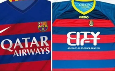 Comparativo de la playera del Barcelona y de UD Llagostera