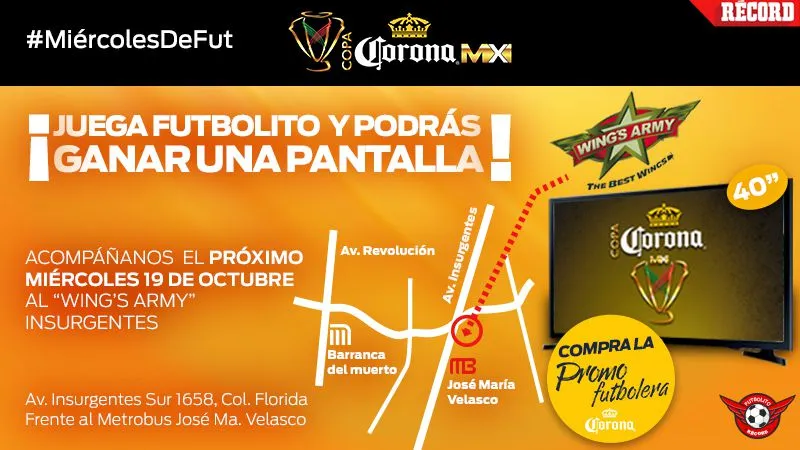 Participa para ganarte una pantalla de 40'' en Wings Army Insurgentes