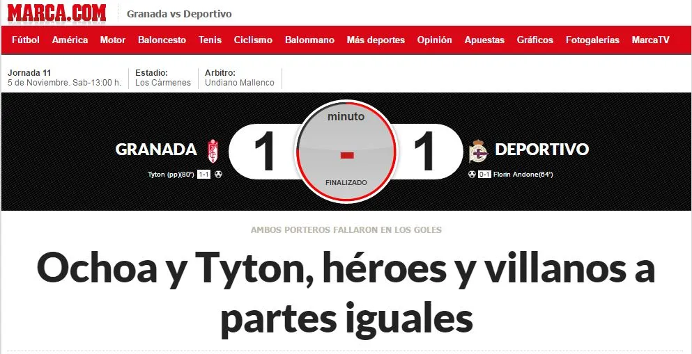 ESPECIAL Marca destaca gran actuación de Memo Ochoa