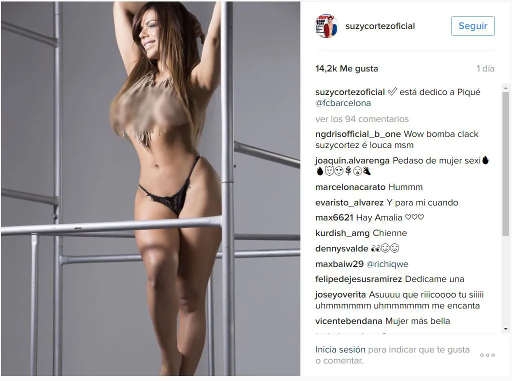 INSTAGRAM SUZY CORTEZ Suzy Cortez dedicó una foto a Piqué