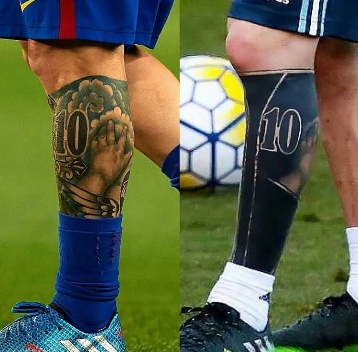 Comparativa del tatuaje de Lionel Messi