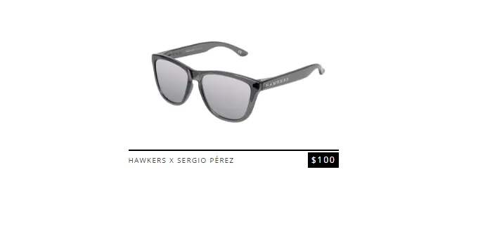 @HawkersMX Lentes de Checo Pérez se vendieron en 00