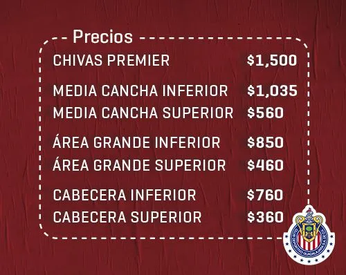 Estos son los precios para el Chivas-América