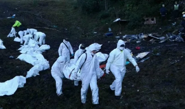 Levantamiento de cuerpos en la zona del avionazo