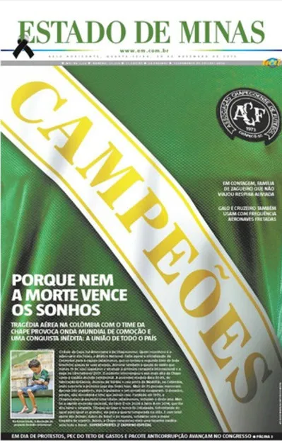 ESTADO DE MINAS "Campeoes", así llamo al Chapecoense