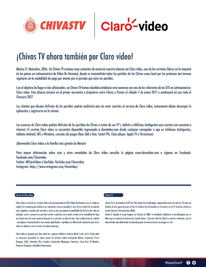 Cmunicado de Chivas TV