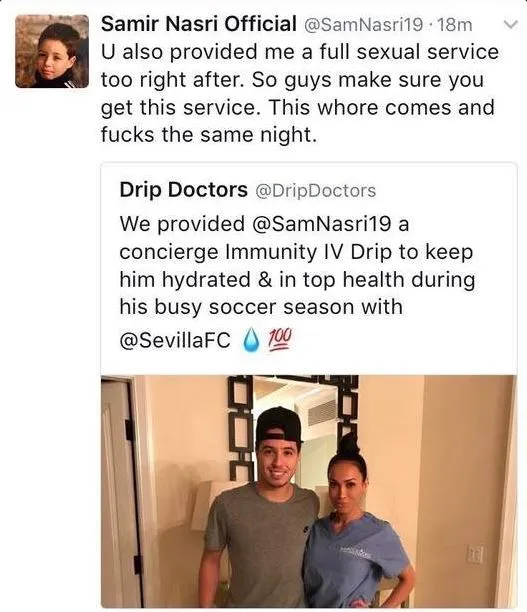 Publicación sexual desde la cuenta de Nasri