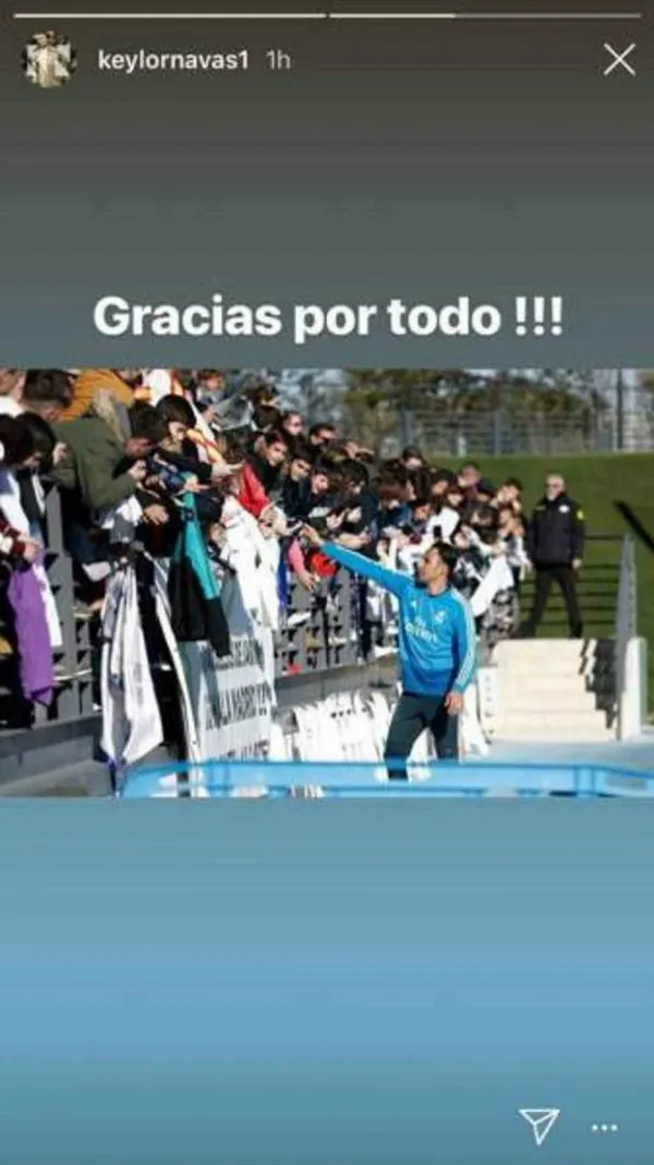 Mensaje de Keylor Navas en sus redes sociales