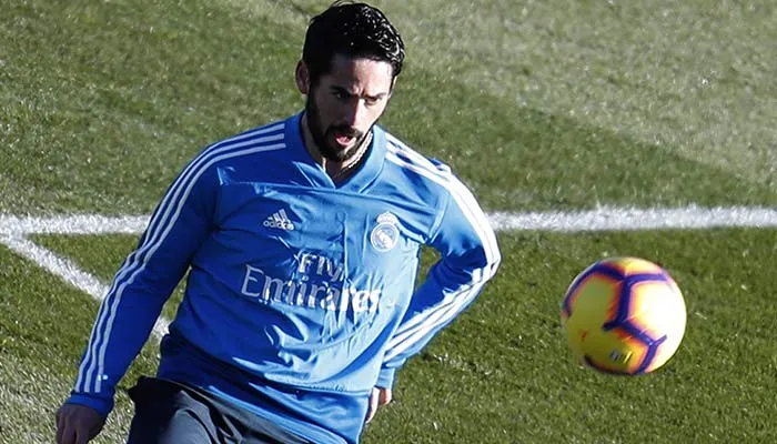 Isco en entrenamiento con el Real Madrid