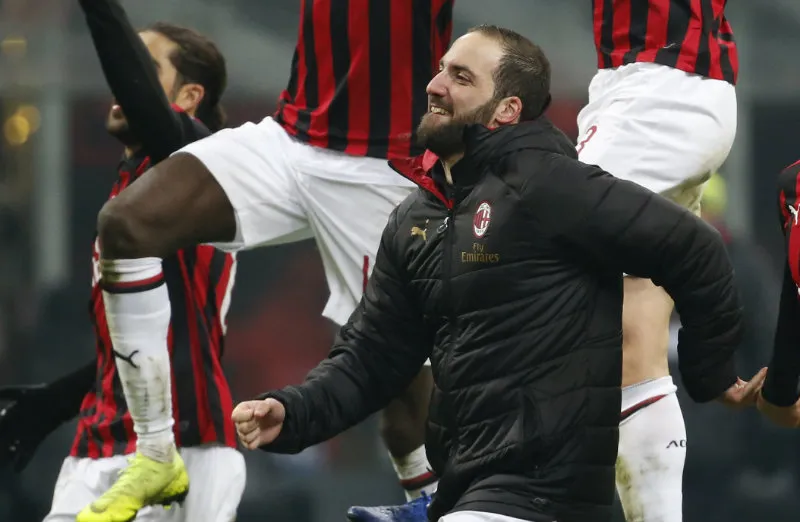 AP Gonzalo Higuaín, feliz tras una victoria del Milan