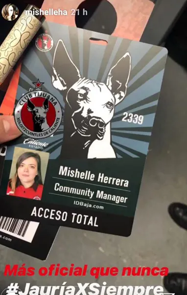 El gafete de Mishelle Herrera