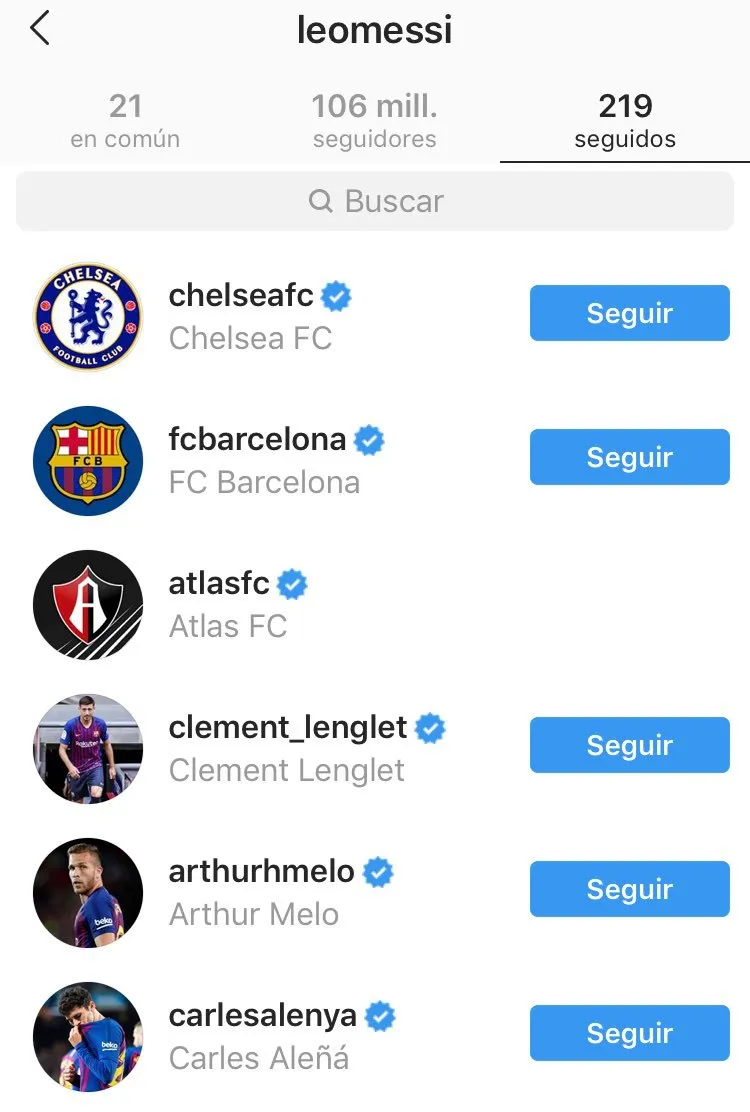 INSTAGRAM @leomessi Messi sigue al Atlas en Instagram