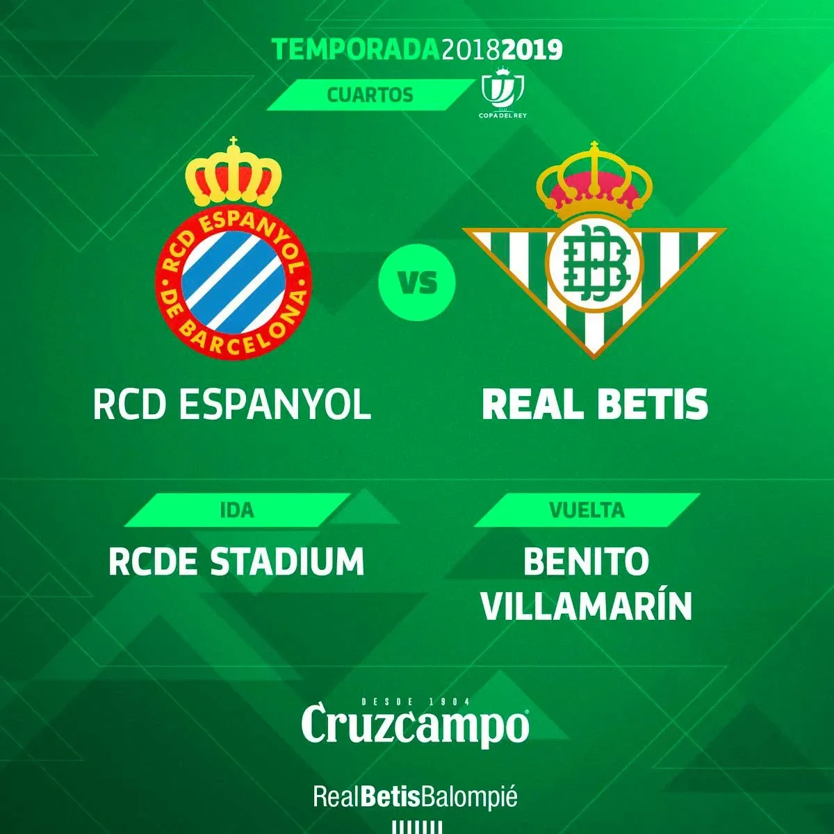 Betis jugará ante el Espanyol los Cuartos de Final de la Copa del Rey
