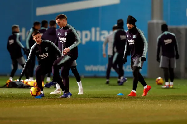 Barcelona durante un entrenamiento previo a su encuentro ante el Leganés