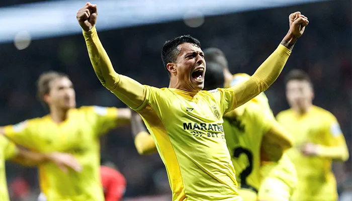 El centrocampista de Girona Pedro Porro, celebrando un gol