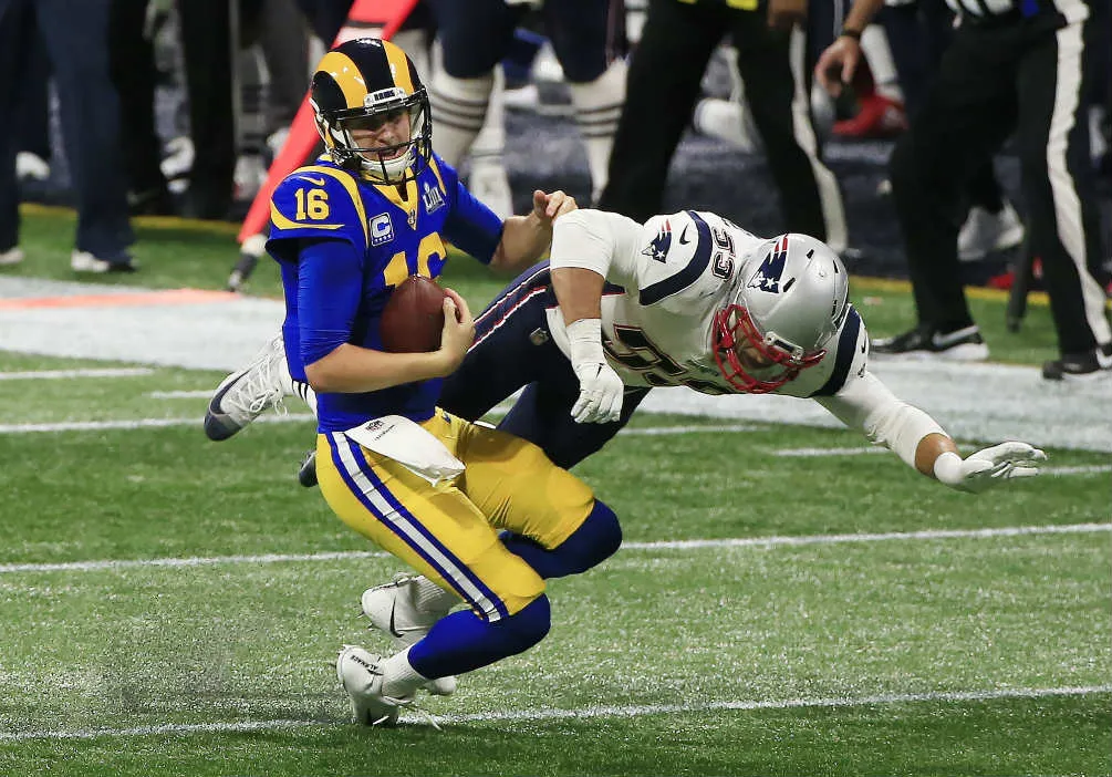 Jared Goff siendo capturado en el SB LIII