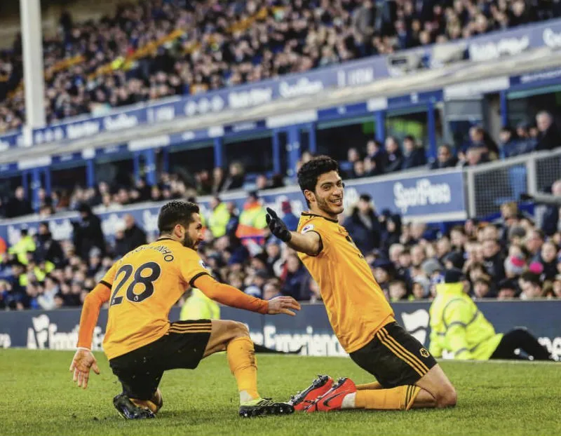 TWITTER @RAUL_JIMENEZ9 Raúl Jiménez festeja un gol con el Wolverhampton
