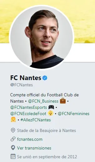 @FCNANTES Sala aparece en la foto de perfil del Nantes