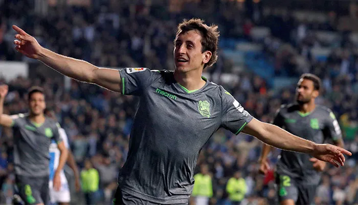 Oyarzabal festejando su doblete ante el Leganés