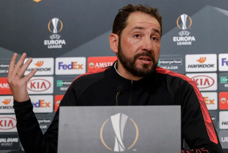 EFE Pablo Machín durante una conferencia de prensa en la Europa League