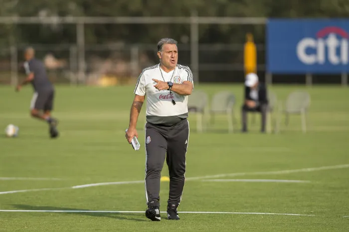 Tata Martino entrenando con la Selección durante el microciclo