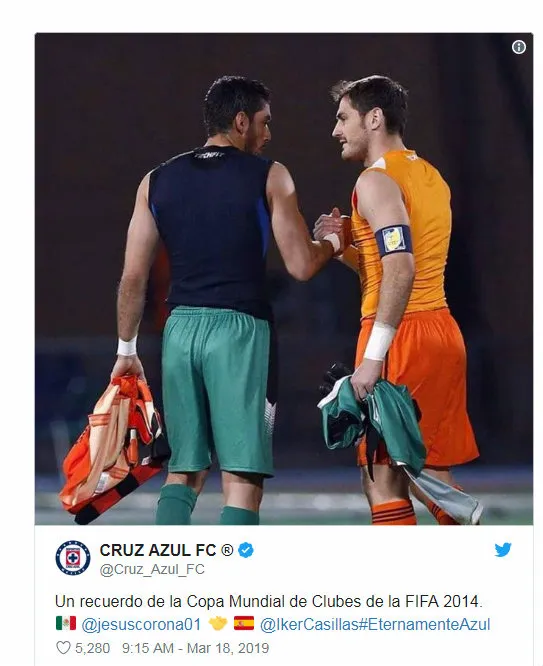 TWITTER @Cruz_Azul_FC Fotografía de Iker y Corona en el Mundial de Clubes 2014