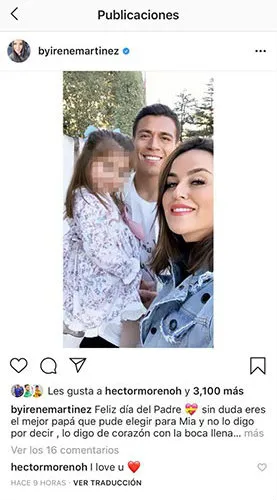 INSTAGRAM @BYIRENEMARTINEZ La felicitación a Héctor Moreno por el Día del Padre