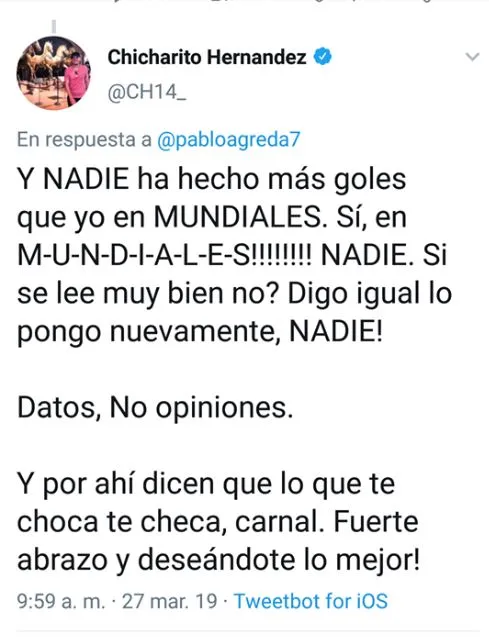 TWITTER @CH14_ Respuesta de Hernández a Hater