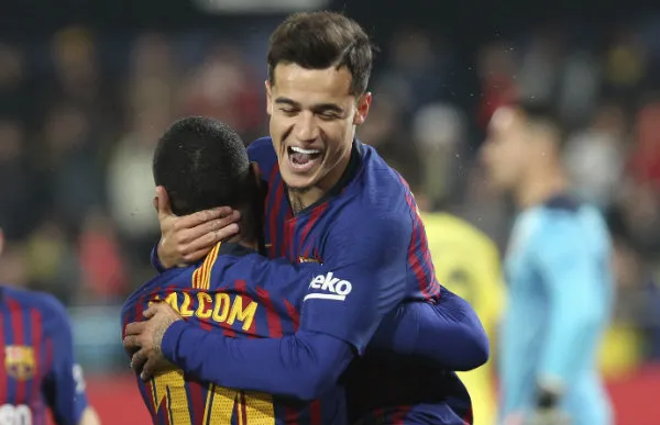 Coutinho festeja un gol ante el Villarreal