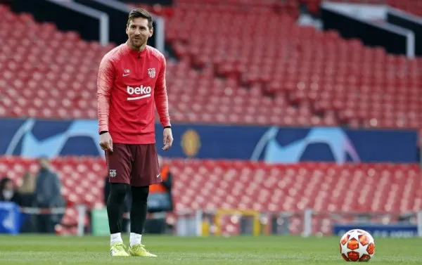 TWITTER @FCBARCELONA Messi durante un entrenamiento con el Barcelona