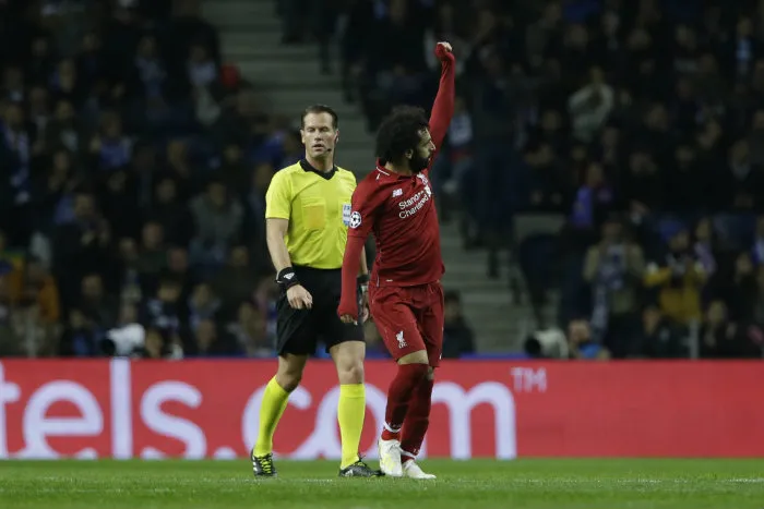 Salah, durante el partido de Champions