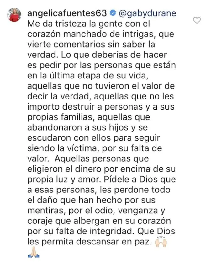 Respuesta de Angélica donde habría revelado el estado de salud de Vergara