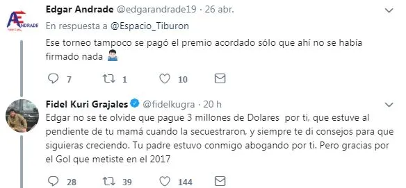 Kuri contesta a los 'reclamos' de Andrade