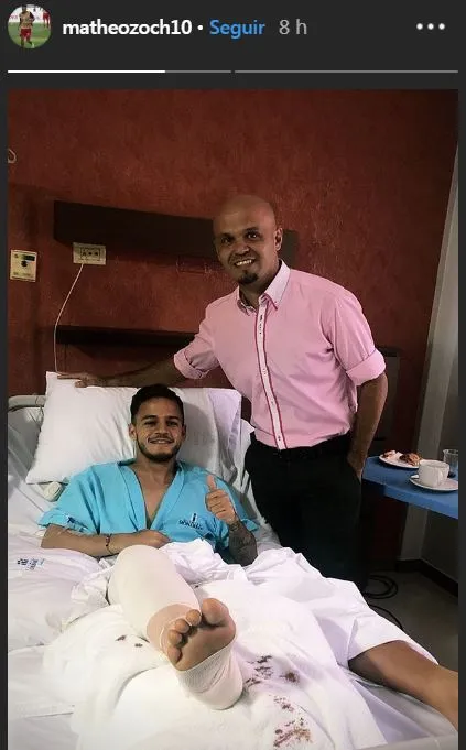 INSTAGRAM @MATHEOZOCH10 Matheo Zoch posa tras ser operado de la tibia y el peroné