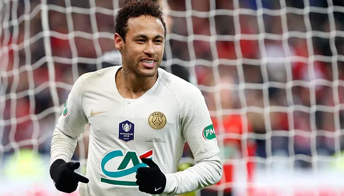 Neymar en el partido de la Copa de Francia