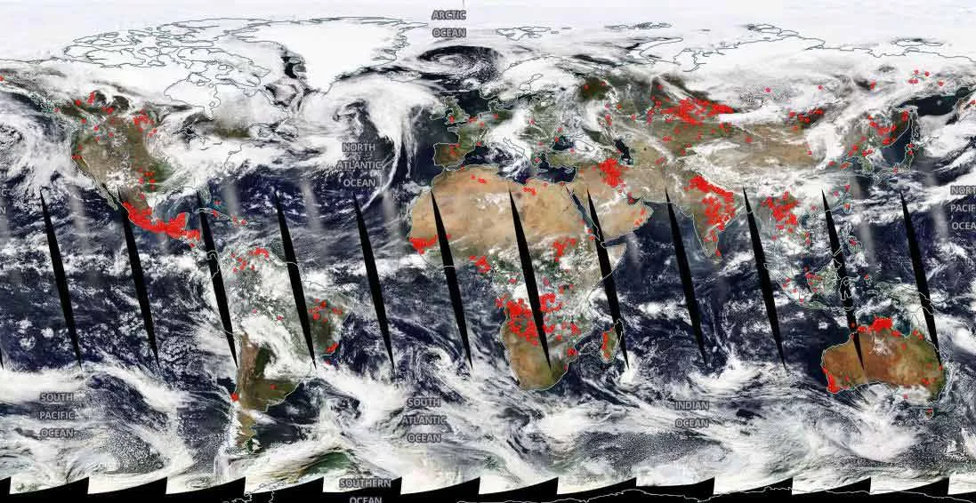 Imágenes satelitales de los incendios forestales