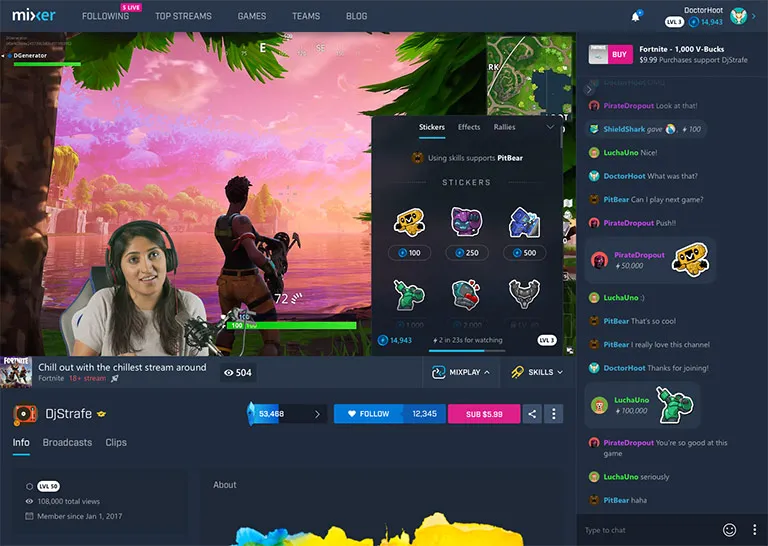 MICROSOFT XBOX La interfaz de Mixer es bastante amigable con los espectadores