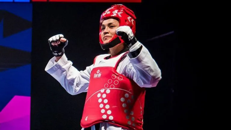 FACEBOOK FEDERACIÓN MEXICANA DE TAEKWOND Espinoza festeja tras su combate con Lee Da-Bin