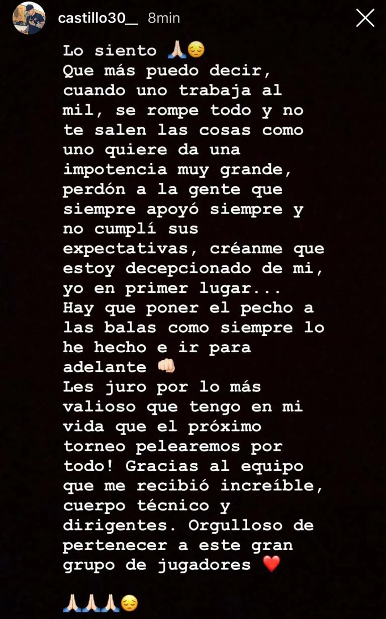 INSTAGRAM Publicación de Nico Castillo