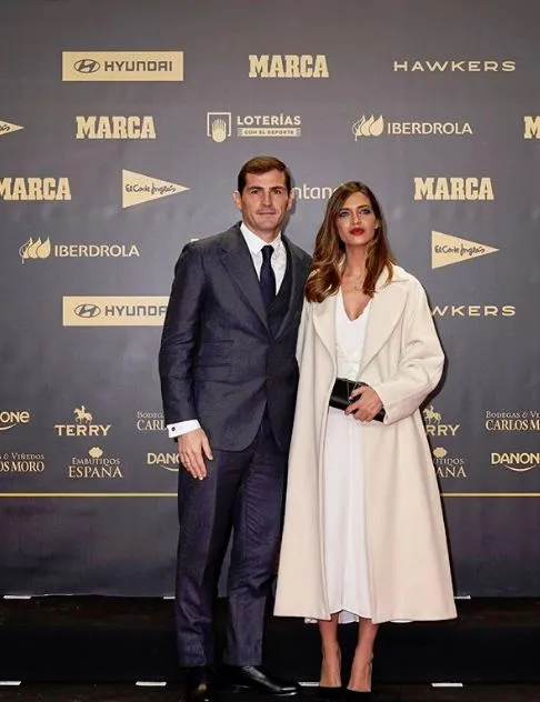 Casillas y Carbonero durante el 80 aniversario del diario Marca