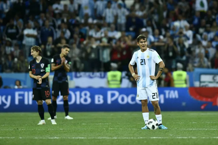 Dybala en un partido con Argentina