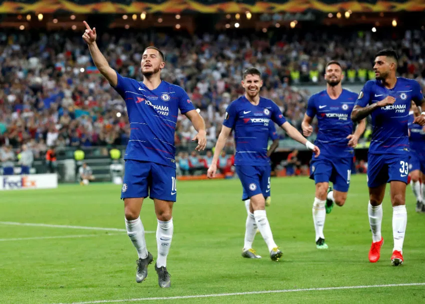 Hazard festeja anotación en Final de Europa League