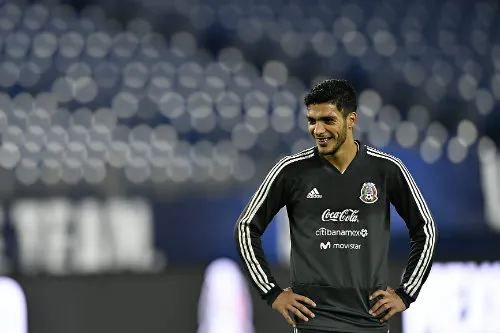 Jiménez, durante un entrenamiento con el Tri