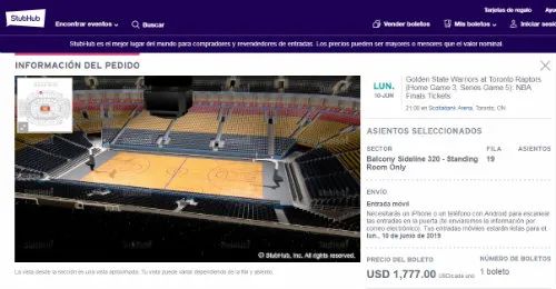 Boletos para la Final de la NBA entre Toronto y Golden State