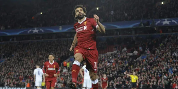 AP Salah, en festejo de gol con los Reds