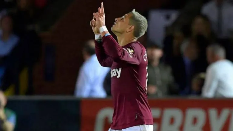 Chicharito, en un partido del West Ham