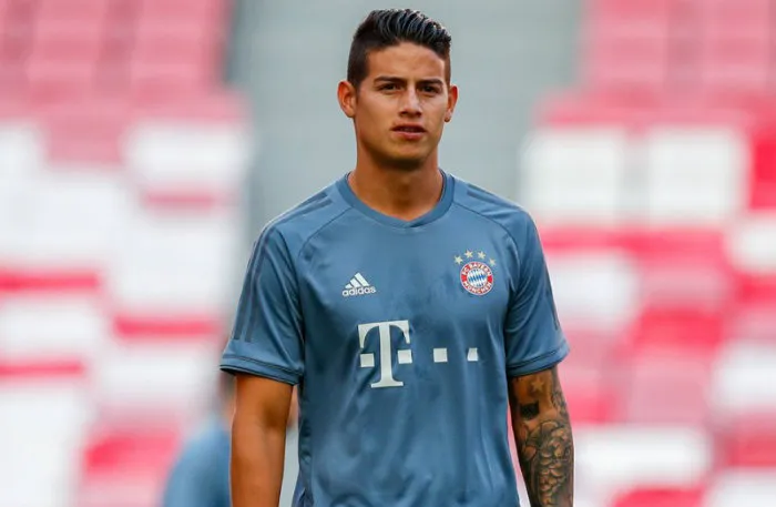James, en un entrenamiento del Bayern