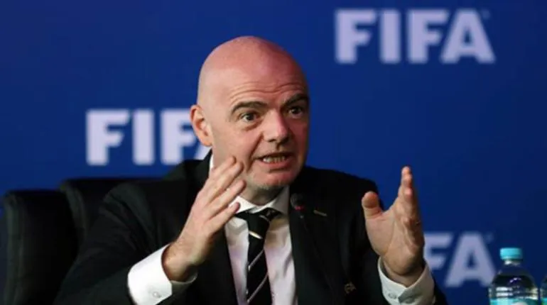 Infantino, presidente de la FIFA, en confernecia de prensa