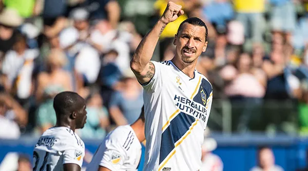 Zlatan Ibrahimovic festeja un gol con Galaxy
